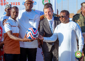 Nigerien offficials at the inauguration of the mini pitch built by FIFA
