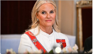 Crown Princess Mette-Marit of Norway is pictured during a gala dinner at the Royal Palace in Oslo