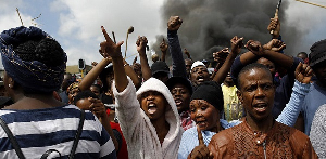 A file photo of people protesting in South Africa