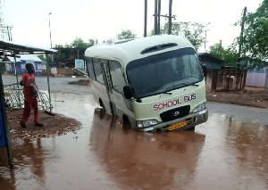 A situation of the road after a heavy rainfall