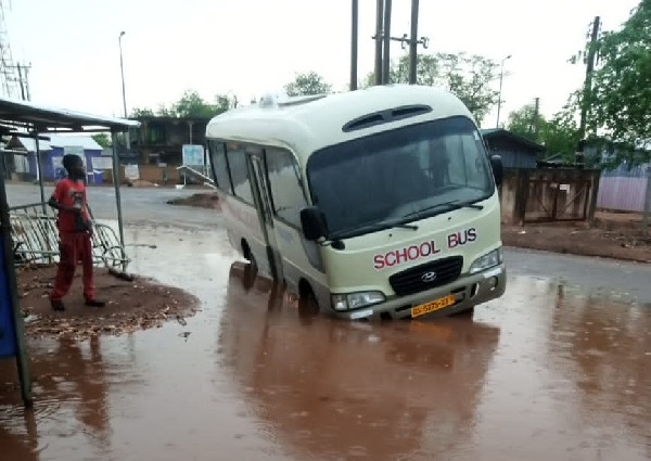 A situation of the road after a heavy rainfall