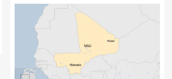 A map showing Mali