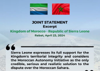 Sierra Leone has expressed its full support for the Kingdom's territorial integrity