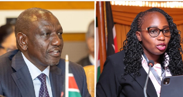 President William Ruto (L) and Faith Odhiambo