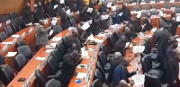 NPP MPs clad in black protesting against Ebenezer Ahumah Djietror
