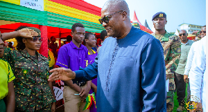 President Mahama interacting with some of the people