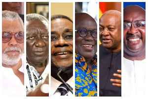 Photo collage of Rawlings, Kufour, Atta Mills, Akufo-Addo, Mahama and Bawumia