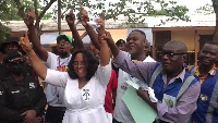 Member of Parliament for the Shai-Osudoku Constituency, Linda Akweley Obenewaa Ocloo with delegates