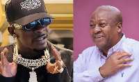 (L) Shatta Wale and President John Dramani Mahama (R)