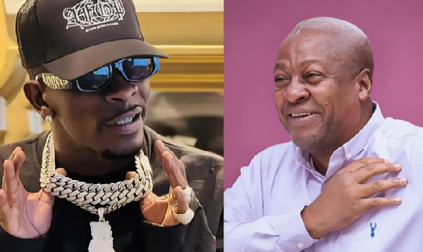 (L) Shatta Wale and President John Dramani Mahama (R)