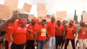 NDC Supporters In Amenfi Central Protesting The Disqualification Of Their PC By EC