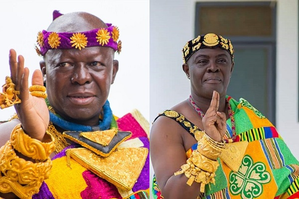 Osagyefo Oseadeeyo Nana Agyeman Badu II and Otumfuo Osei Tutu II (left)