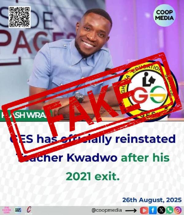 GES has asked Teacher Kwadwo to officially appeal his dismissal if he deems it unfair