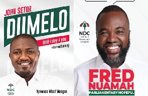 Campaign posters of John Dumelo and Fred Nuamah