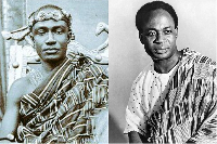 Otumfuo Nana Sir Osei Agyeman Prempeh II (L) and Kwame Nkrumah