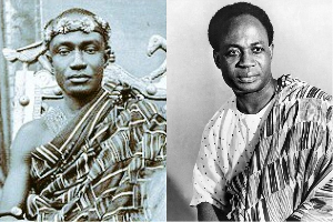 Otumfuo Nana Sir Osei Agyeman Prempeh II (L) and Kwame Nkrumah