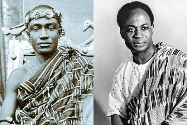 Otumfuo Nana Sir Osei Agyeman Prempeh II (L) and Kwame Nkrumah