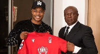 Dede Ayew  and his father Abedi Pele during Dede's unveiling at Nottingham Forest