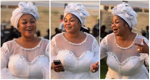 Gospel musician, Empress Gifty during her late mother's burial ceremony