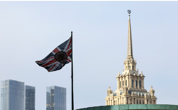 A flag flies above the British embassy in Moscow, Russia September 13, 2024