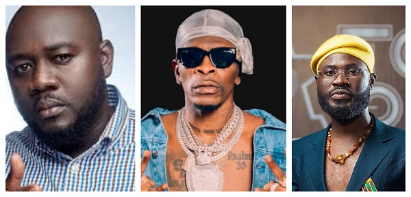 DJ Slim (L) Shatta Wale (M), and MC Portfolio (R)