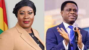 Mary Awusi (L) warns Apostle Eric Nyamekye (R) over galamsey remarks