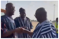Dr Mahamudu Bawumia being welcomed by Justin Kodua Frimpong