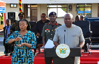 President John Dramani Mahama  addressing the squad during the parade