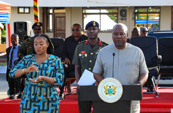 President John Dramani Mahama  addressing the squad during the parade