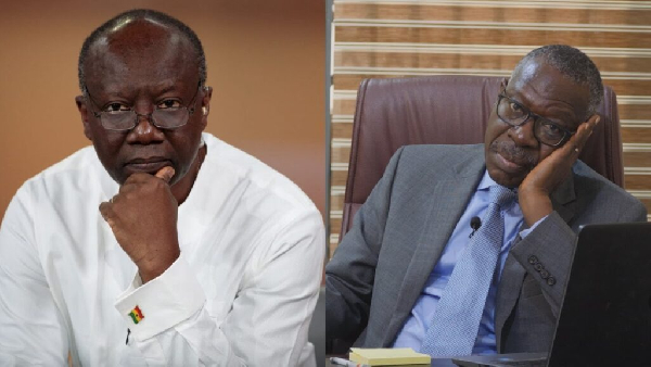 Former finance minister, Ken Ofori-Atta (L) and SML boss, Christian Sottie (R)