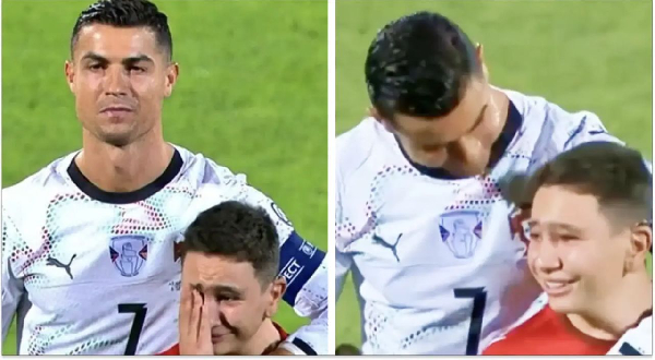 The mascot got emotional after meeting Ronaldo