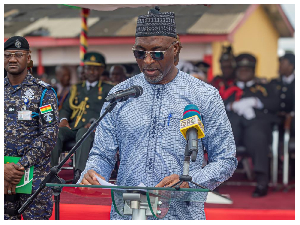 Muntaka Mohammed-Mubarak, delivering his speech at the graduation parade of Cadet Course Intake XXIV