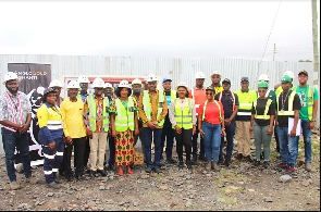 A group picture of the DCE, some members of AngloGold Ashanti, and the construction company