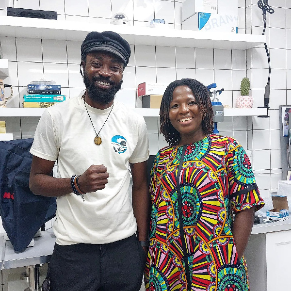 Richmond Quarcoo with Dr. Mahu Edem in her lab after an IESS management committee meeting