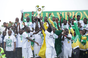 Bibiani Goldstars celebrating their victory