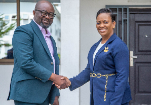 GFA president, Kurt Okraku and CID Boss, COP Lydia Yaa Donkor