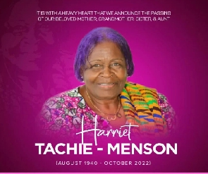 Madam Harriet Tachie-Menson died on Saturday, October 29, 2022