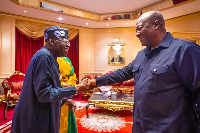 Ghana's President-Elect John Dramani Mahama (L) with Nigeria's President Bola Ahmed Tinubu