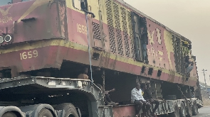 Some residents are seen hanging on one of the trains as it arrived in Tamale
