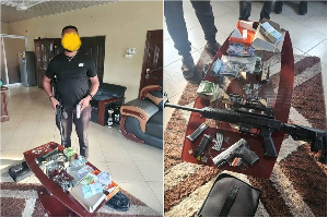 WO II David Kofi Brew with some of the items seized from him during his arrest