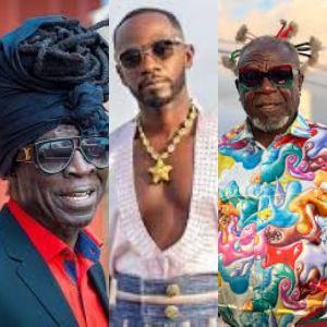Music legend Kojo Antwi (L), Okyeame Kwame (M) and Oboy Siki (M)