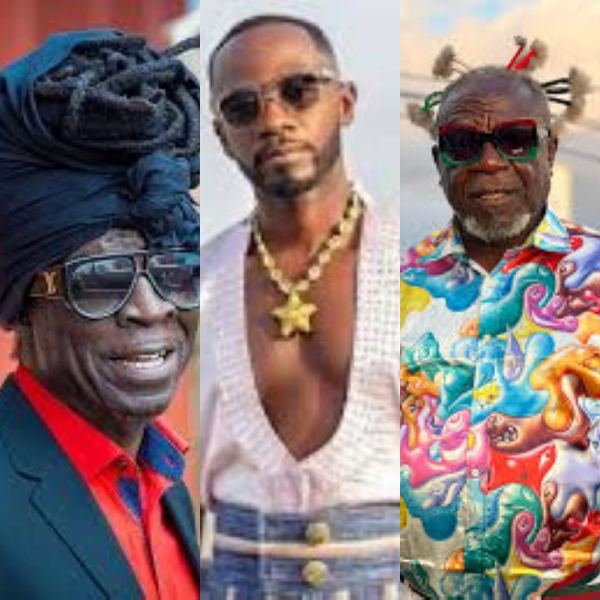 Music legend Kojo Antwi (L), Okyeame Kwame (M) and Oboy Siki (M)