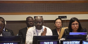 Ken Ofori Atta (middle) at the 78th United Nations General Assembly event