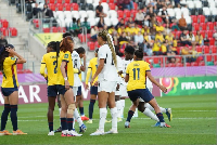 Black Princesses of Ghana and Ecuador women U20 players on the pitch