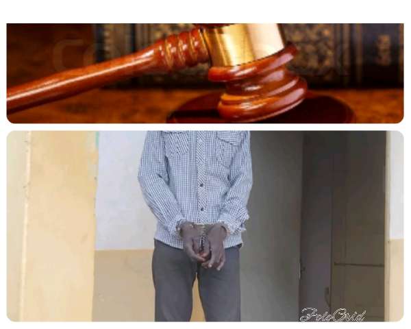 The accused person Benjamin Kwabena in handcuffs