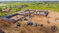 Aerial shot of the new residential quarters for the dam spillage victims