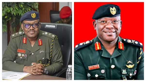 Maj Gen Thomas Oppong Peprah(R) was replaced by Lt Gen William Agyapong (L)