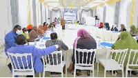 Somali journalists during a conference in Mogadishu on February 6, 2022