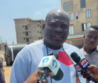 Daniel Okpoti speaking to the media after the demolition excercise