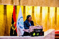 Benedicta Lasi addressing the 147th Assembly of the Inter Parliamentary Union
